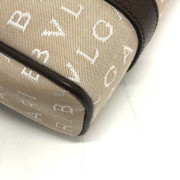BVLGARI Logo mania Tote Bag Hand Bag Canvas/Leather Beige - Picture 6 of 10
